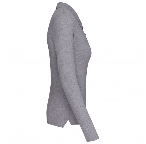 oxford grey Polo piqué de manga larga de mujer