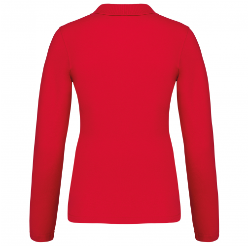 red Polo piqué de manga larga de mujer