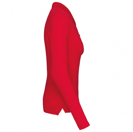 red Polo piqué de manga larga de mujer
