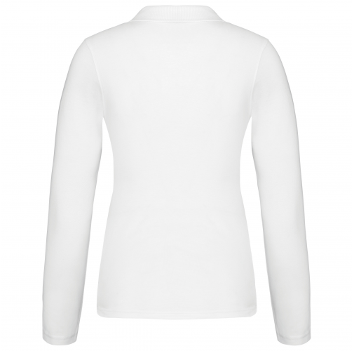 white Polo piqué de manga larga de mujer