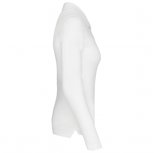white Polo piqué de manga larga de mujer