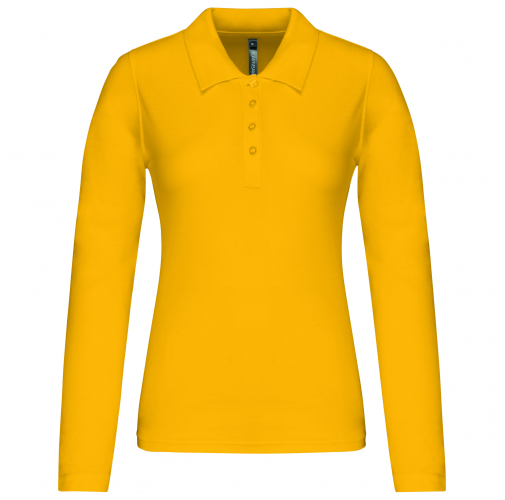 yellow Polo piqué de manga larga de mujer