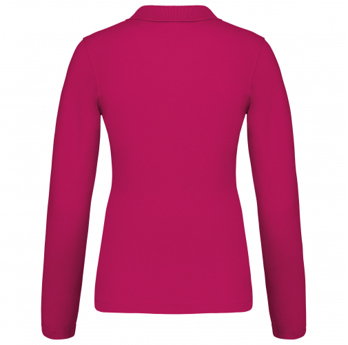 fuchsia Polo piqué de manga larga de mujer