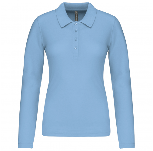 sky blue Polo piqué de manga larga de mujer