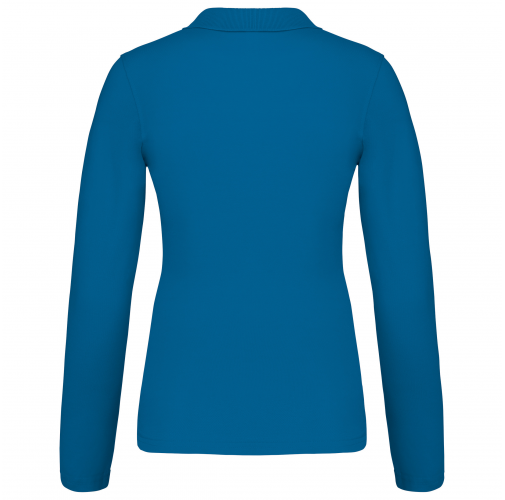 tropical blue Polo piqué de manga larga de mujer