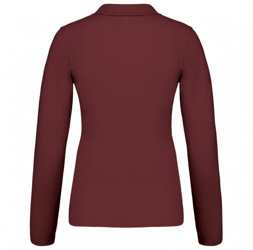 wine Polo piqué de manga larga de mujer