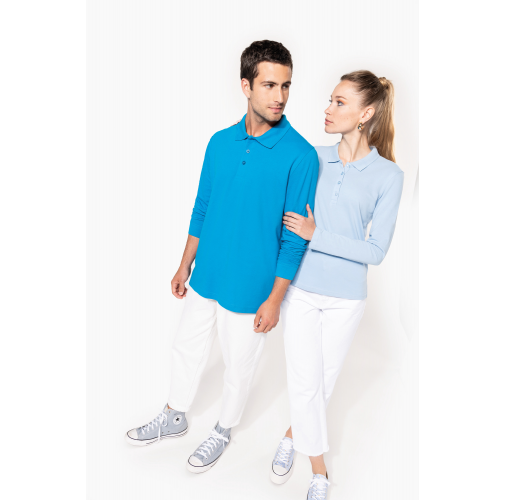 Polo piqué de manga larga de mujer