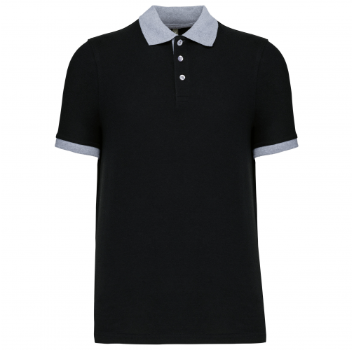 black / oxford grey Polo piqué bicolor hombre