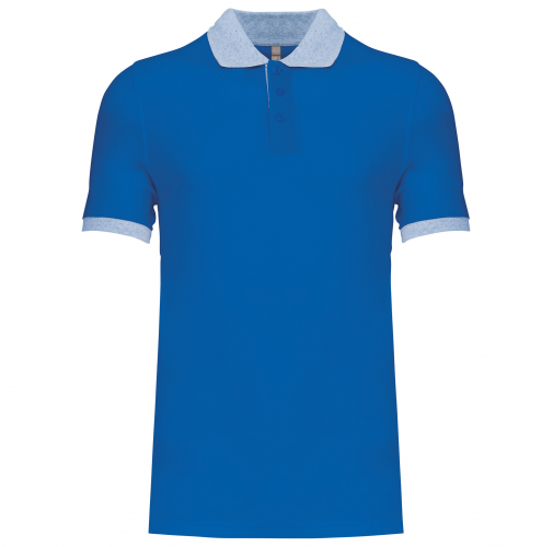 light royal blue / oxford grey Polo piqué bicolor hombre