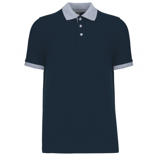 navy / oxford grey Polo piqué bicolor hombre