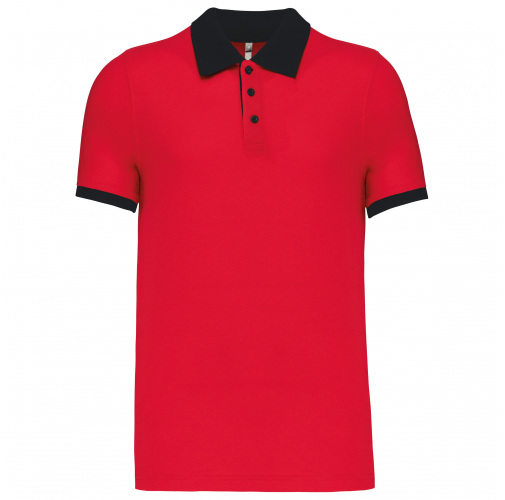 red / black Polo piqué bicolor hombre
