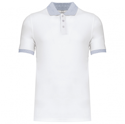 white / oxford grey Polo piqué bicolor hombre