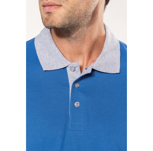 Polo piqué bicolor hombre