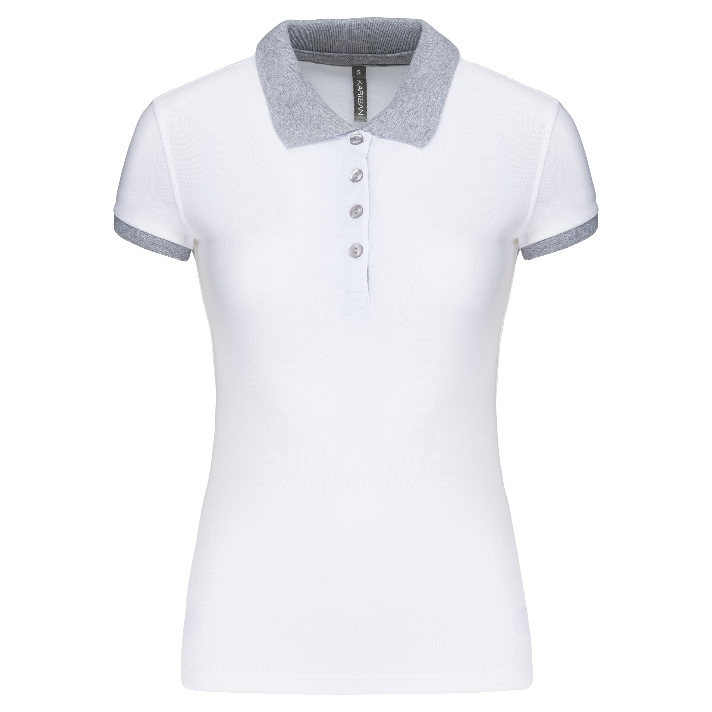 black / oxford grey Polo piqué bicolor mujer