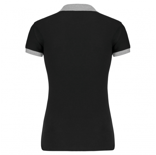 black / oxford grey Polo piqué bicolor mujer