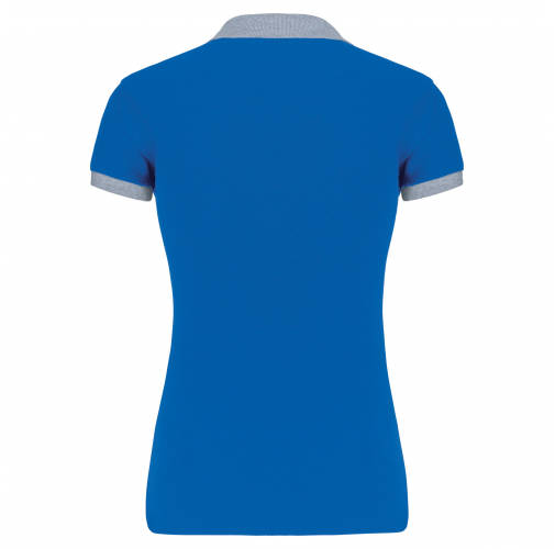 light royal blue / oxford grey Polo piqué bicolor mujer