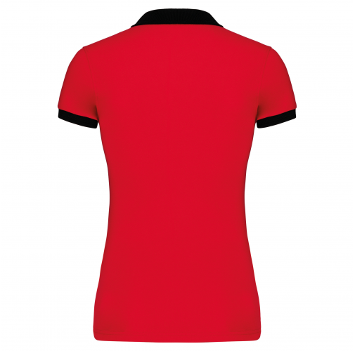 red / black Polo piqué bicolor mujer