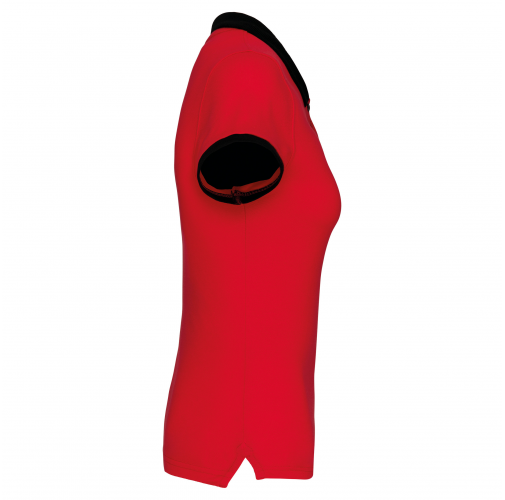 red / black Polo piqué bicolor mujer