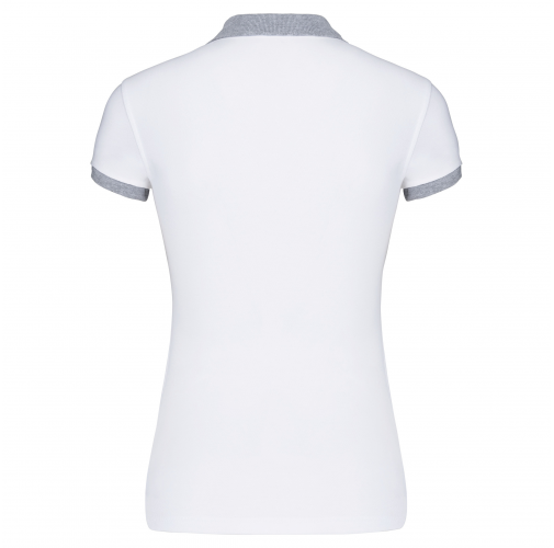 white / oxford grey Polo piqué bicolor mujer