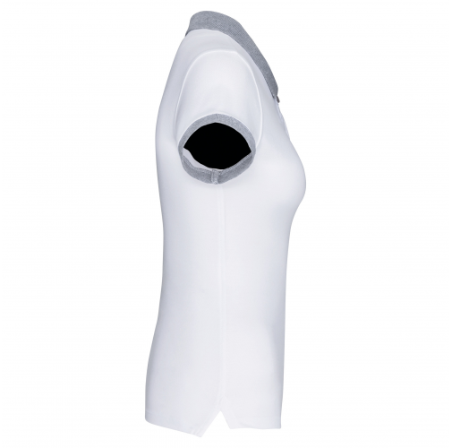 white / oxford grey Polo piqué bicolor mujer
