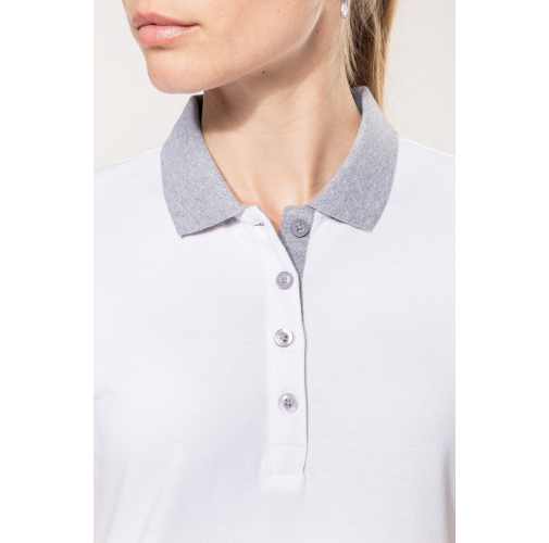 Polo piqué bicolor mujer