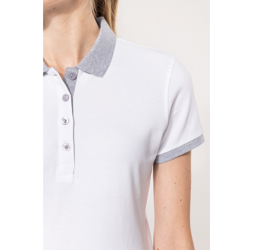 Polo piqué bicolor mujer