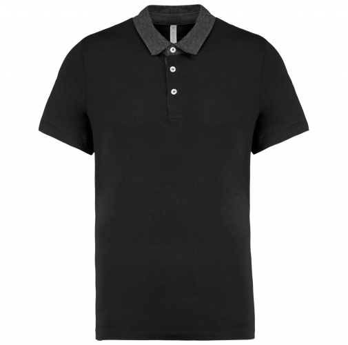 black / dark grey heather Polo jersey bicolor hombre