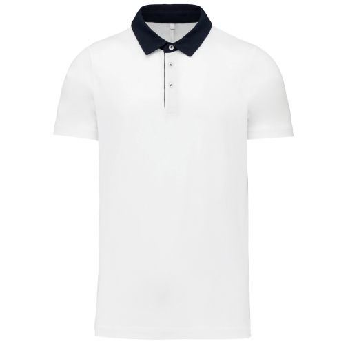 white / navy Polo jersey bicolor hombre