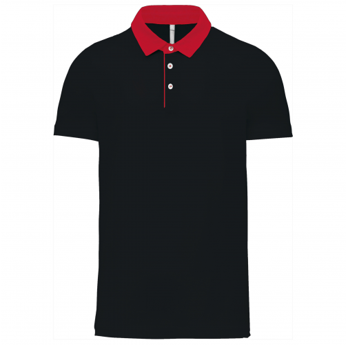 black / red Polo jersey bicolor hombre