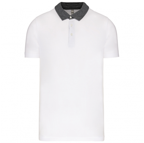 white / dark grey heather Polo jersey bicolor hombre