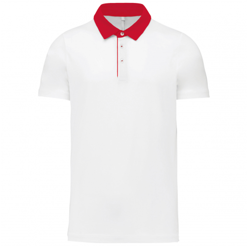 white / red Polo jersey bicolor hombre