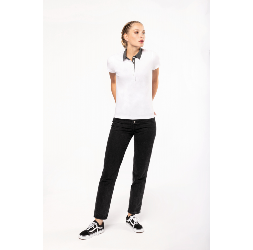 Polo jersey bicolor mujer
