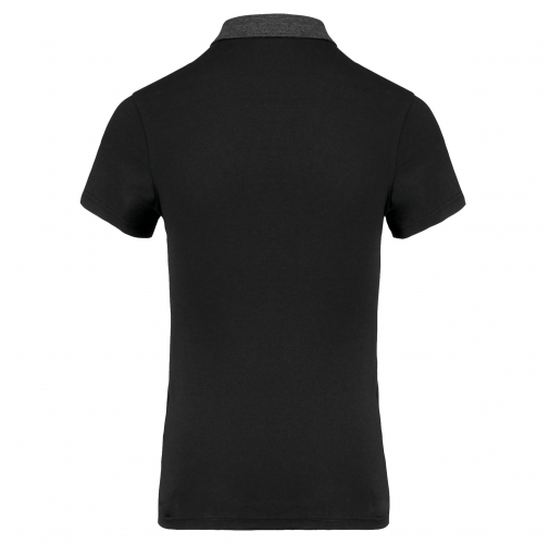 black / dark grey heather Polo jersey bicolor mujer