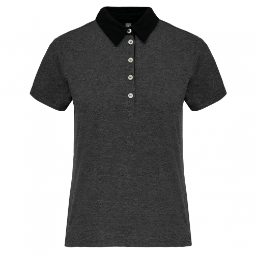 dark grey heather / black Polo jersey bicolor mujer