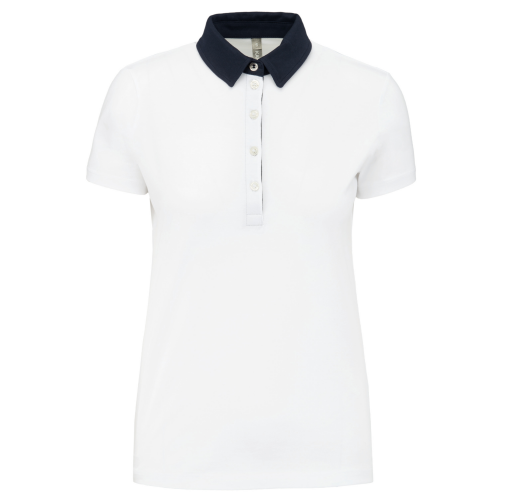 white / navy Polo jersey bicolor mujer