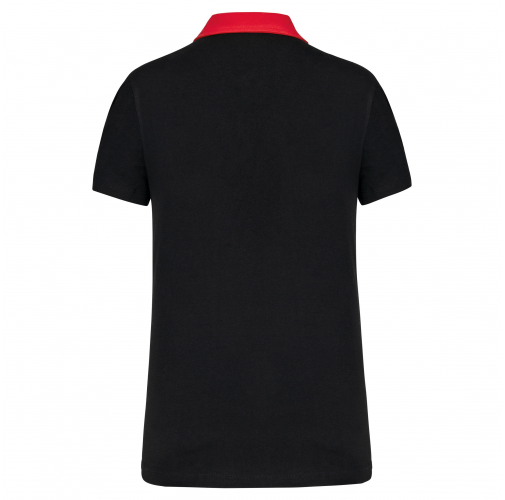 black / red Polo jersey bicolor mujer