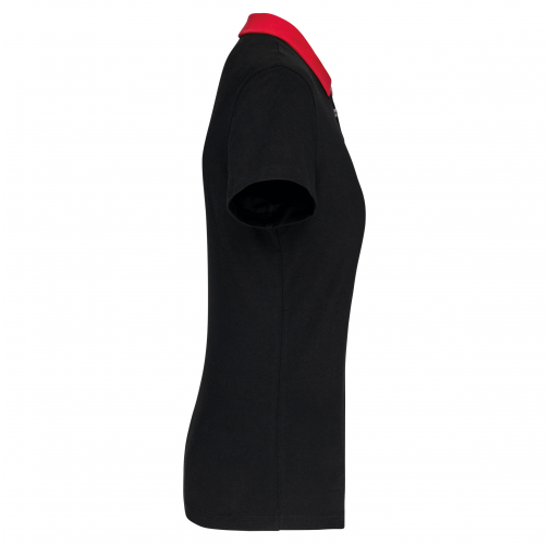 black / red Polo jersey bicolor mujer