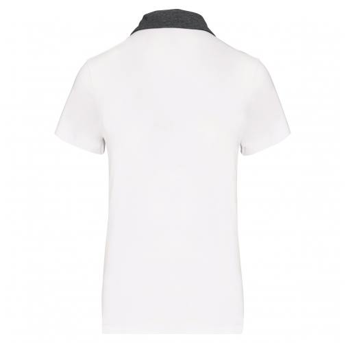 white / dark grey heather Polo jersey bicolor mujer