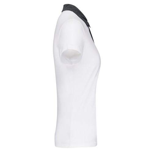 white / dark grey heather Polo jersey bicolor mujer