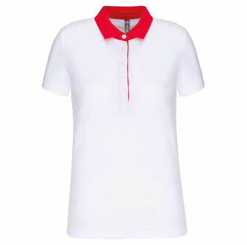 white / red Polo jersey bicolor mujer
