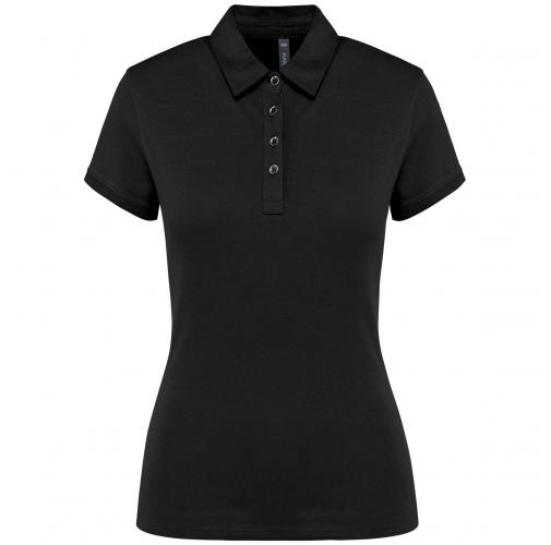 black Polo jersey manga corta mujer