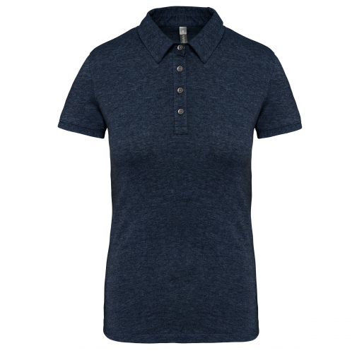 french navy heather Polo jersey manga corta mujer
