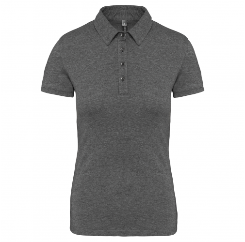 grey heather Polo jersey manga corta mujer