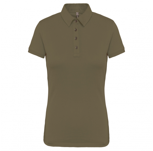 light khaki Polo jersey manga corta mujer