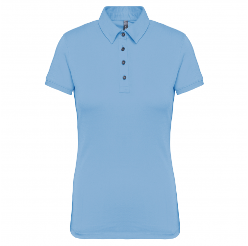 sky blue Polo jersey manga corta mujer