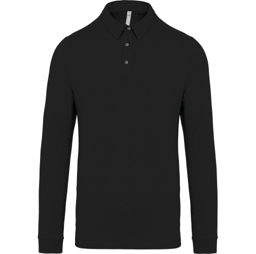 black Polo jersey manga larga hombre