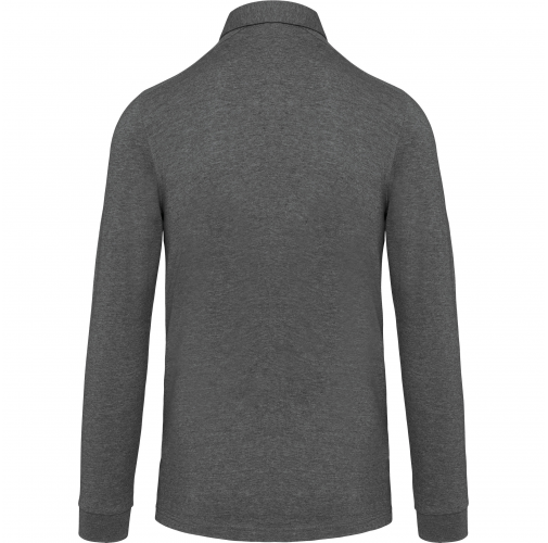 grey heather Polo jersey manga larga hombre