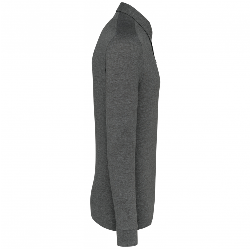 grey heather Polo jersey manga larga hombre