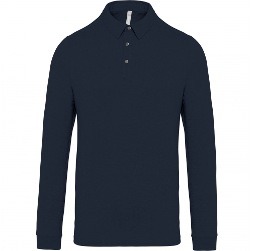 navy Polo jersey manga larga hombre