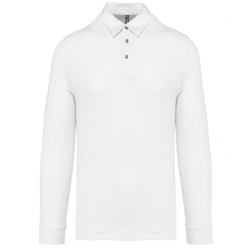 white Polo jersey manga larga hombre